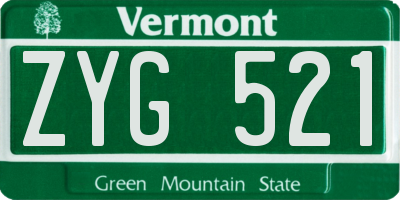 VT license plate ZYG521
