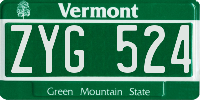 VT license plate ZYG524