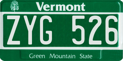 VT license plate ZYG526