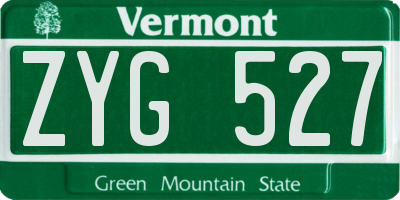 VT license plate ZYG527