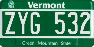VT license plate ZYG532