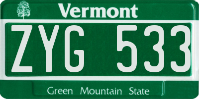 VT license plate ZYG533