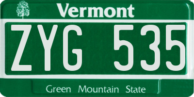 VT license plate ZYG535