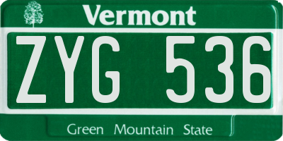 VT license plate ZYG536