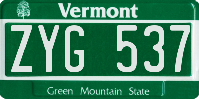 VT license plate ZYG537