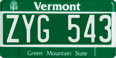 VT license plate ZYG543