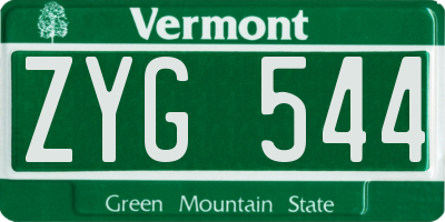 VT license plate ZYG544
