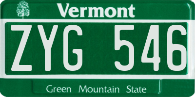 VT license plate ZYG546