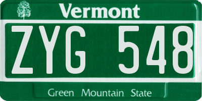 VT license plate ZYG548