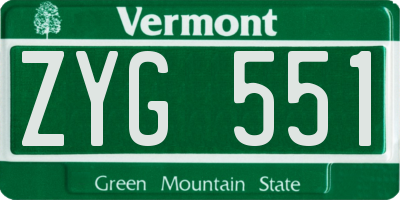 VT license plate ZYG551