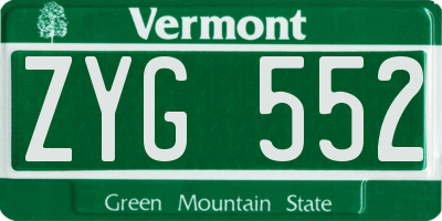 VT license plate ZYG552