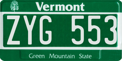 VT license plate ZYG553