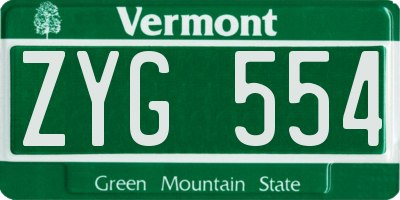 VT license plate ZYG554
