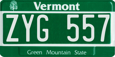 VT license plate ZYG557