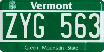 VT license plate ZYG563