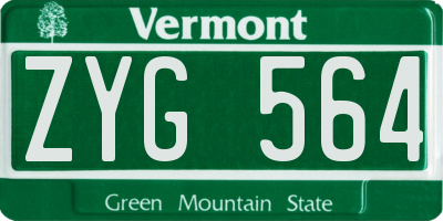 VT license plate ZYG564