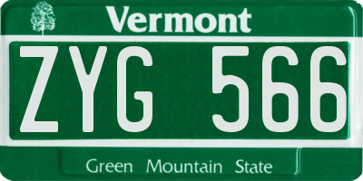 VT license plate ZYG566
