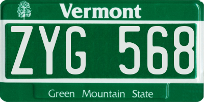 VT license plate ZYG568