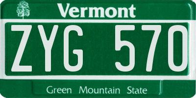 VT license plate ZYG570