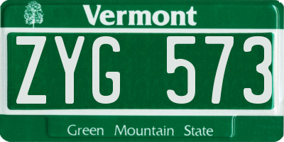 VT license plate ZYG573