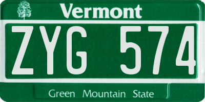 VT license plate ZYG574