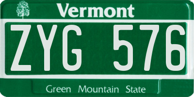 VT license plate ZYG576