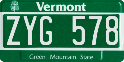 VT license plate ZYG578