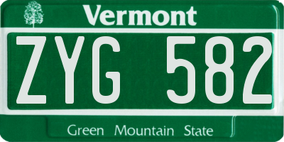 VT license plate ZYG582