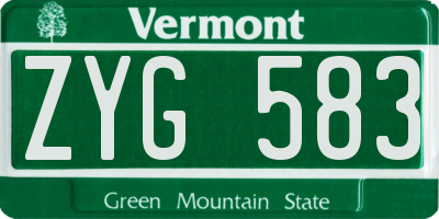 VT license plate ZYG583