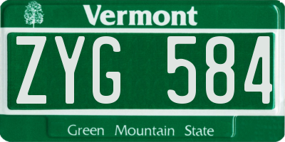 VT license plate ZYG584