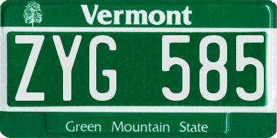 VT license plate ZYG585