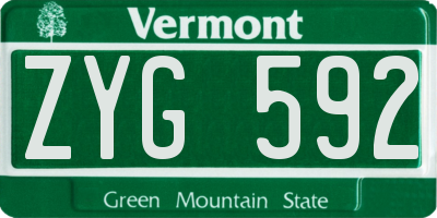 VT license plate ZYG592