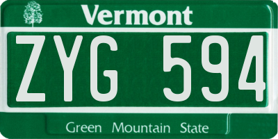 VT license plate ZYG594