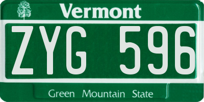 VT license plate ZYG596