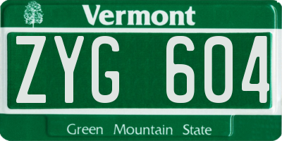 VT license plate ZYG604