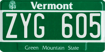 VT license plate ZYG605