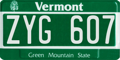 VT license plate ZYG607