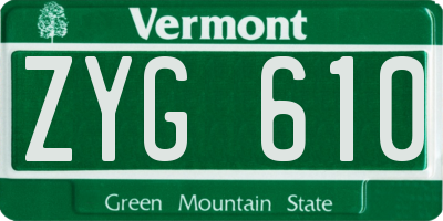 VT license plate ZYG610