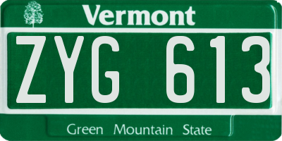 VT license plate ZYG613