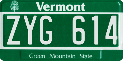 VT license plate ZYG614