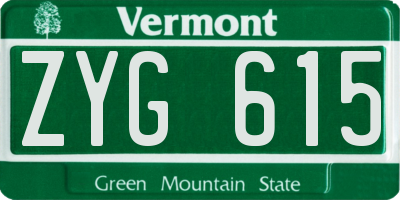 VT license plate ZYG615