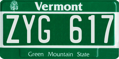 VT license plate ZYG617