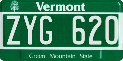 VT license plate ZYG620