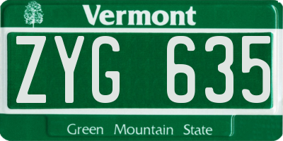VT license plate ZYG635