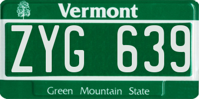 VT license plate ZYG639