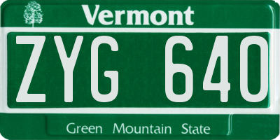 VT license plate ZYG640