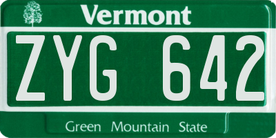 VT license plate ZYG642