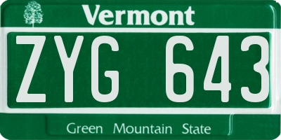VT license plate ZYG643