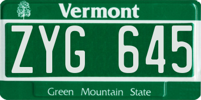 VT license plate ZYG645