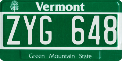 VT license plate ZYG648